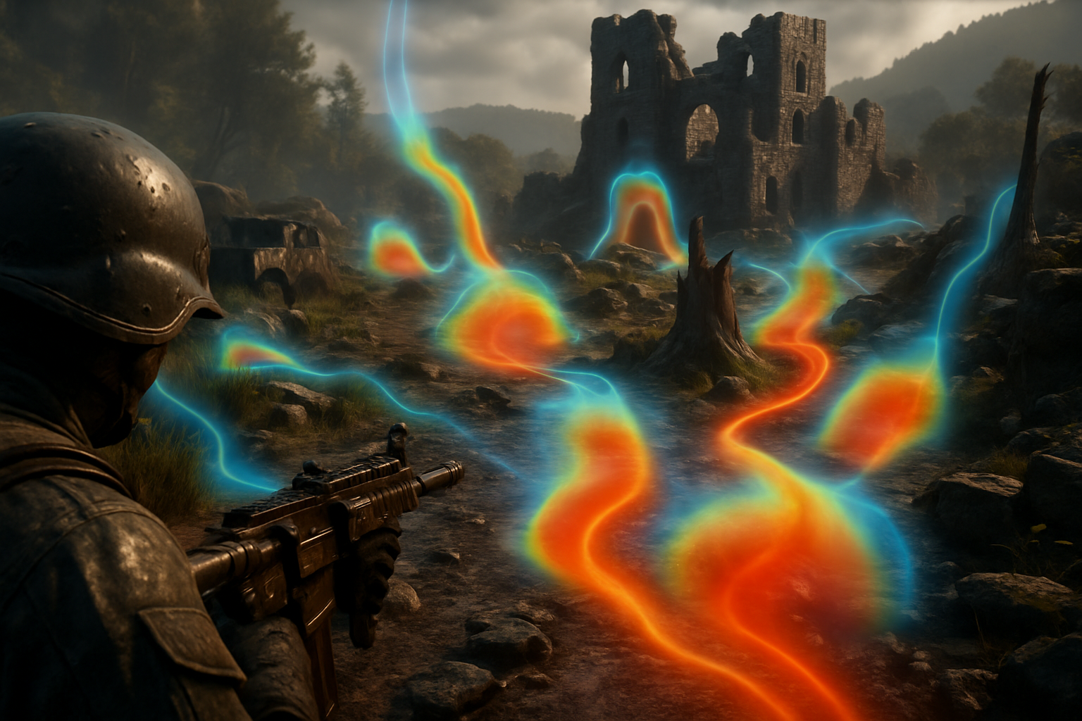 Abstract representation of 3D heatmaps in a virtual environment